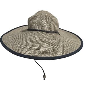 Sundance Neutral Straw Sun Hat with Black Trim